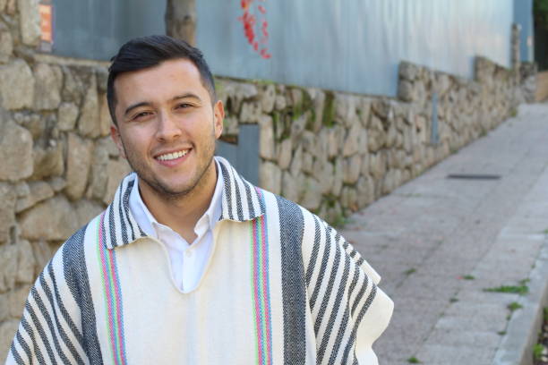 istock Traditional South American man with poncho 1316595871