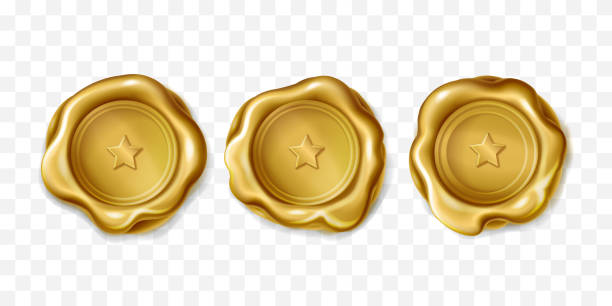 istock Realistic set of golden wax seal stamp 1316596133
