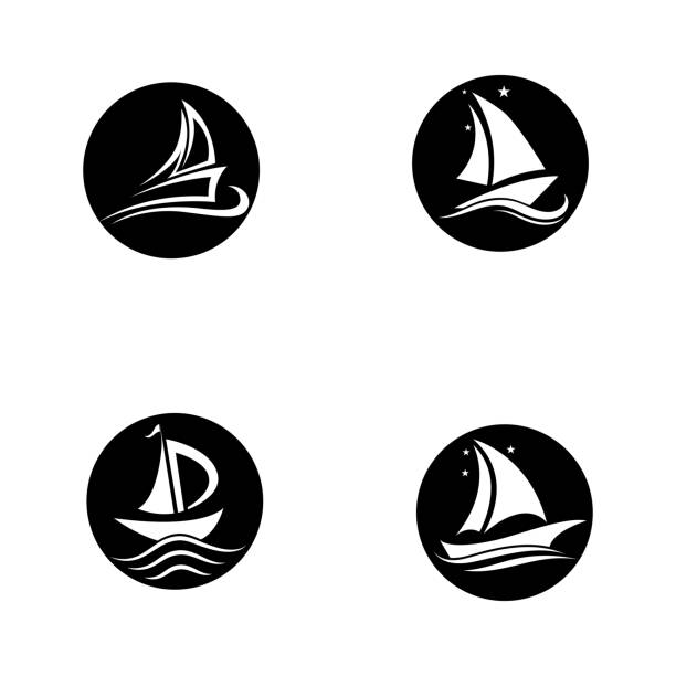 Silhouette of Dhow logo design  Traditional Sailboat from Asia Africa Silhouette of Dhow logo design  Traditional Sailboat from Asia Africa dhow stock illustrations