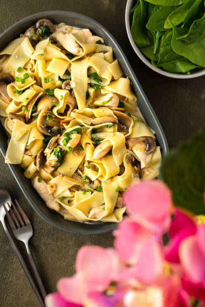 istock Fettuccini pasta with mushrooms and chicken breast 1316597673