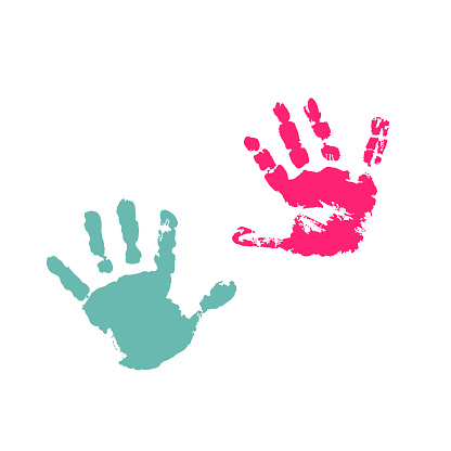 Hand drawing paint, brush drawing. Isolated on a white background. Doodle grunge style icon. Outline illustration. Baby hand icon