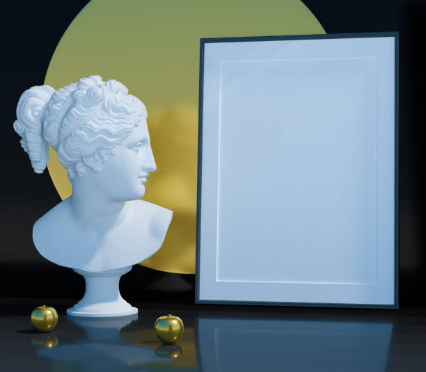 istock Interior vertical poster A2 mockup with bust of Venus Italica 1316604463