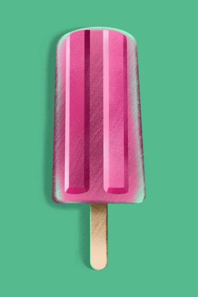 istock Hand drawing textured ice cream isolated in green background. Delicious pink ice pops. Use for poster, interior, menu, restaurant, card, brochure, flyer, print, textile, banner 1316607486