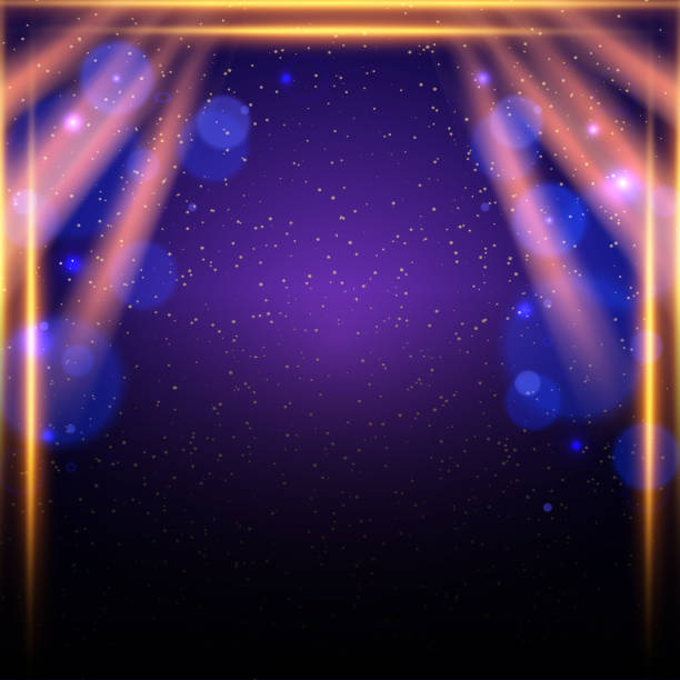 istock Shining abstract background with blue glow spotlights and bokeh. Design for presentation, concert, show 1316607835