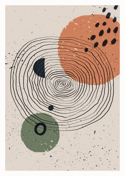 istock Abstract art minimalist poster. Scandinavian abstract geometric composition for wall decoration in natural earthy colors. Vector hand-painted illustration 1316608806