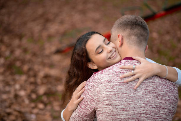 istock Romantic couple are the park autumn 1316612240