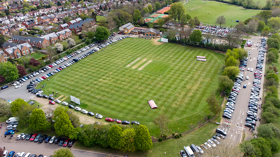 An aerial view of the cricket ground in Stratford upon Avon, Warwickshire, UK