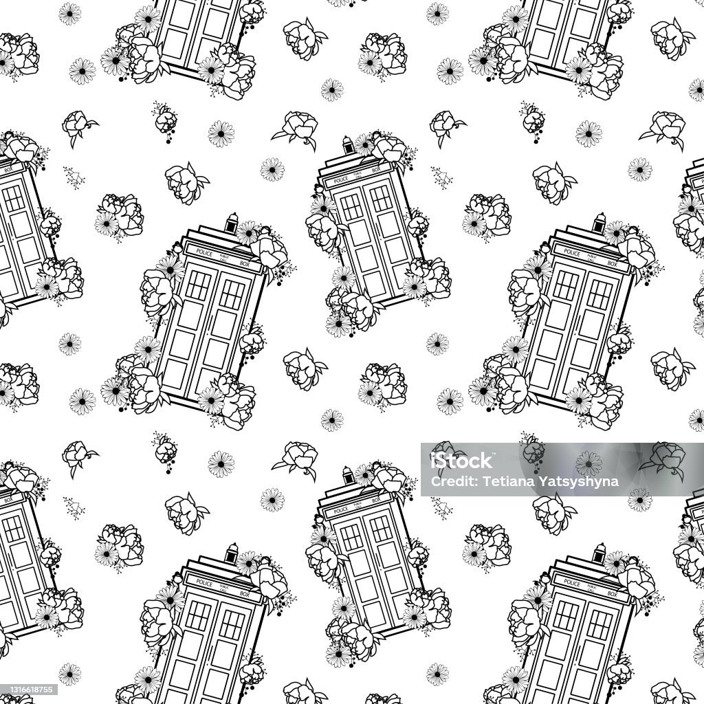 Police Box Pattern Pattern With British Police Boxes Vector Tardis Stock Illustration ...