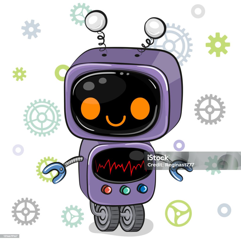 Cartoon Roboter Auf Weißem Hintergrund Stock Vektor Art und mehr Bilder ...