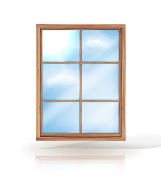 Vector illustration of Wooden window. Vector illustration isolated on white background.