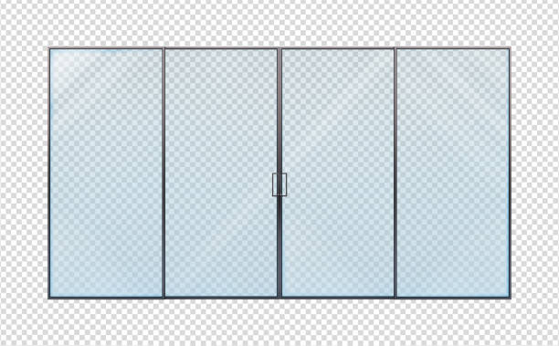 Glass door on a transparent background. vector illustration Glass door on a transparent background. vector illustration window frame stock illustrations
