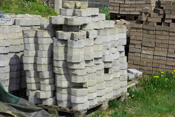 istock Concrete blocks building material construction site for pavement or street 1316620741