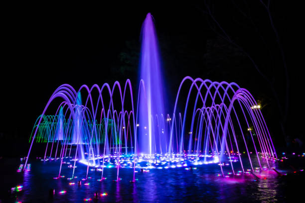 istock Illuminated colorful fountains 1316622087