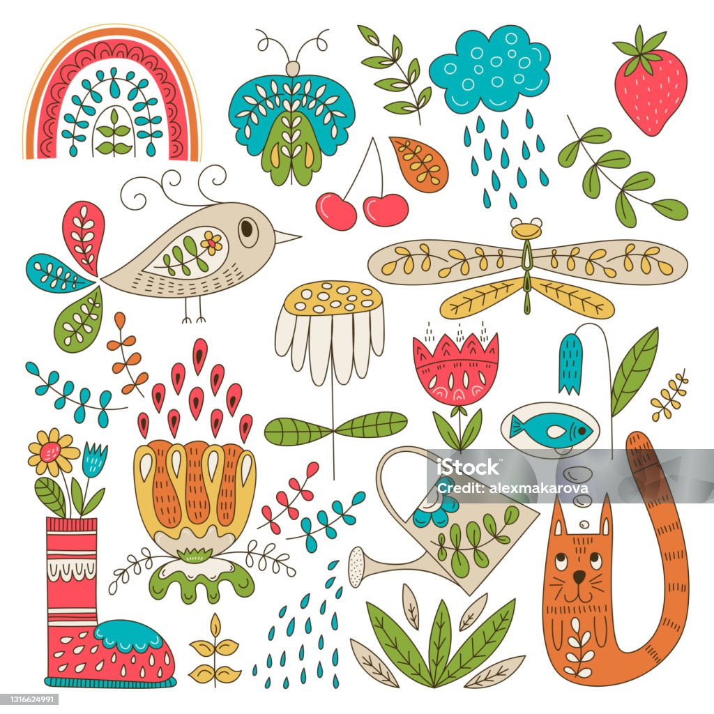 Spring Elements Vector Vector Spring Bright Design Elements Stock Illustration - Download ...