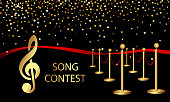 istock Music competition. Song contest, golden elegant template of congratulations to the winners, golden treble clef. 1316627099