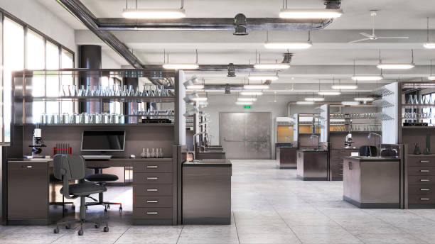 istock Laboratory interior with lab equipment. 3d illustration 1316628060