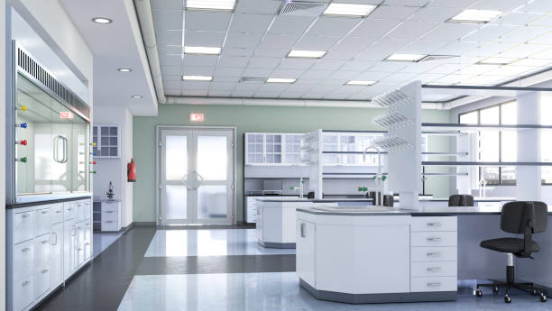 istock Light laboratory interior with equipment. 3d illustration 1316628335