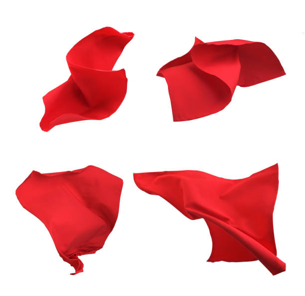 istock Set of red cloth in flight on a white background 1316628425