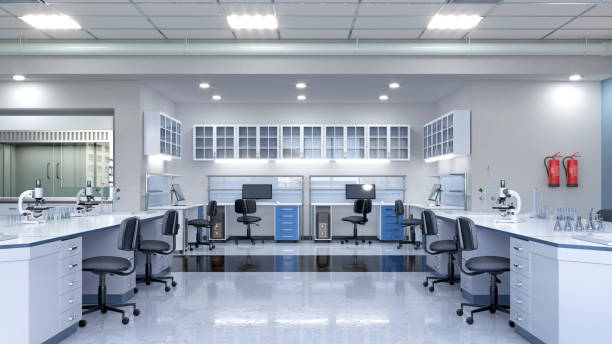 istock Light laboratory interior with equipment. 3d illustration 1316628437