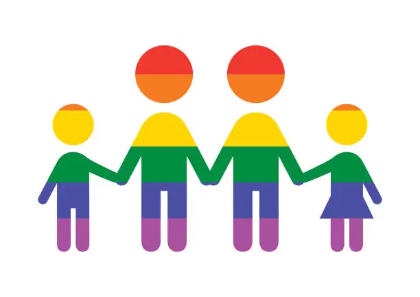 Vector illustration of Abstract rainbow family holding hands vector