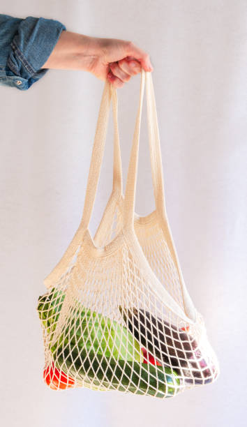 istock A woman's hand holding a cloth bag full of fruit and vegetables. Plastic free. Waste zero 1316629553