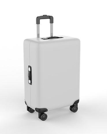 Blank trolley luggage bag sleeve protector cover for branding mockup, 3d render illustration.