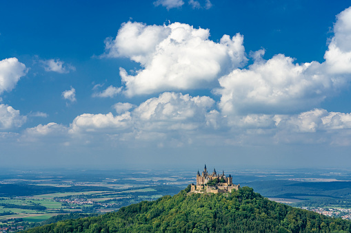 Hohenzollern castle, Baden-Württemberg-Germany - 06-07-2020, one of the most famous landmarks in Baden-Württemberg and main castle of Hohenzollern Dynastie