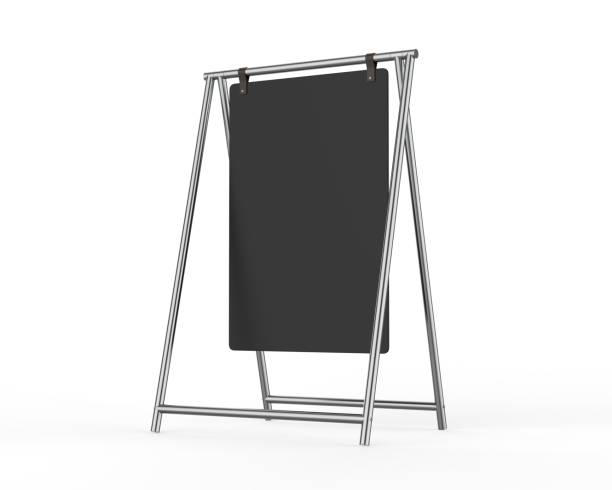 istock Blank black metallic advertising banner floor stand. 1316634763