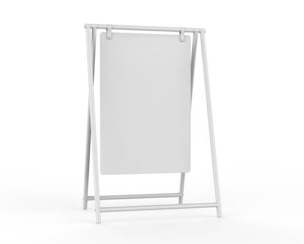 Blank metallic advertising banner floor stand.