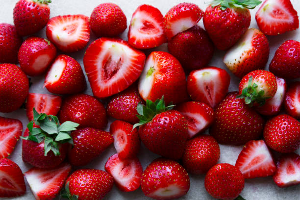 istock Strawberry background from freshly harvested strawberries, natural light 1316637090