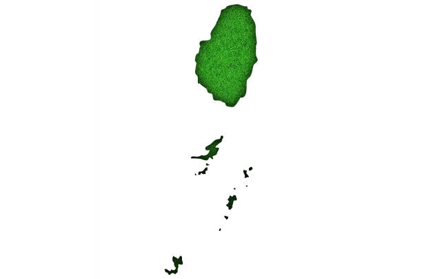 istock Map of Saint Vincent and the Grenadines on green felt, 1316643031