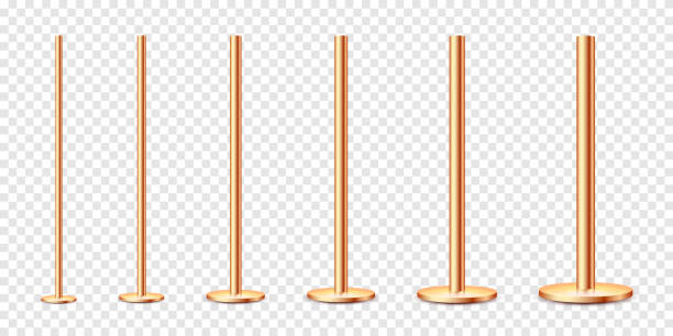 istock Realistic metal poles collection isolated on transparent background. Glossy bronze pipes of various diameters. Billboard or advertising banner mount, holder. Vector illustration 1316644568