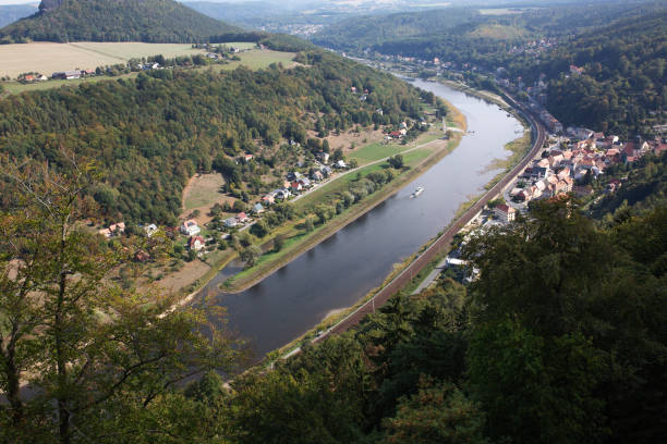 istock Top view of river in willage in Germany 1316644790