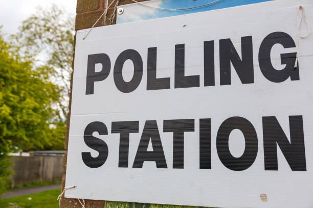 istock Polling station sign on election day 1316645762