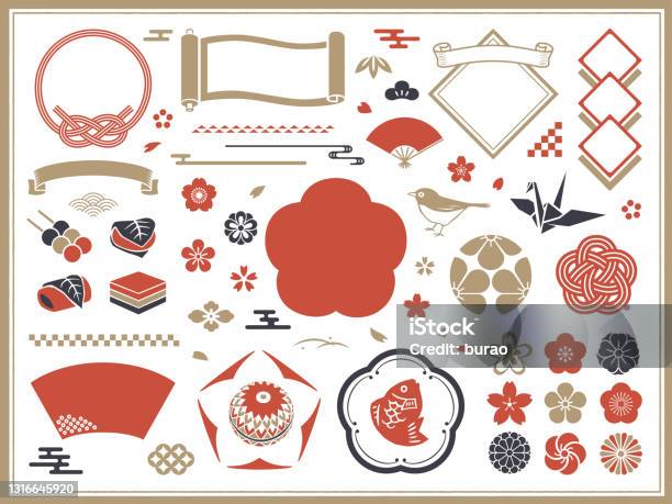 日本裝飾框架和圖示向量圖形及更多日本文化圖片 - 日本文化, 日本, 式樣