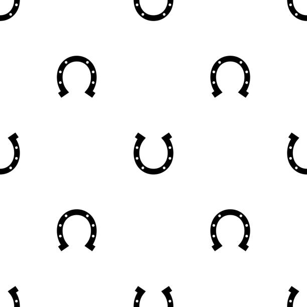 ilustrações de stock, clip art, desenhos animados e ícones de horseshoe seamless pattern. - horseshoe