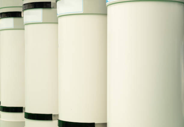 Close up, housing for ultrafiltration membrane Made of white PVC , It have 4 piece