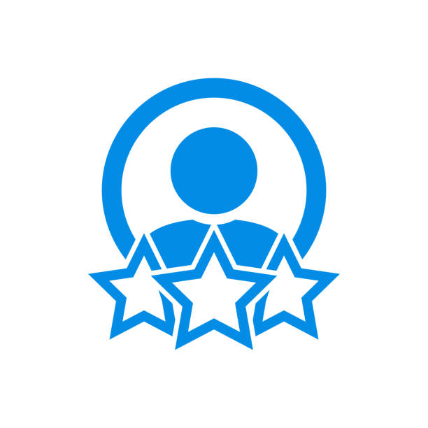 Employee appreciation icon, review vector icon. Man and three stars, rating line icon. User reviews, feedback, quality control symbol Employee appreciation icon, review vector icon. Man and three stars, rating line icon. User reviews, feedback, quality control symbol loyalty stock illustrations