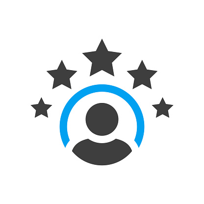 Employee experience vector icon. 5 star satisfaction rating vector icon. Rating icon. 5 star work experience symbol