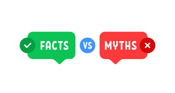 green and red bubbles with myths vs facts green and red bubbles with myths vs facts. concept of thorough fact-checking or easy compare evidence. flat cartoon style trend modern graphic art design isolated on white background mythology stock illustrations