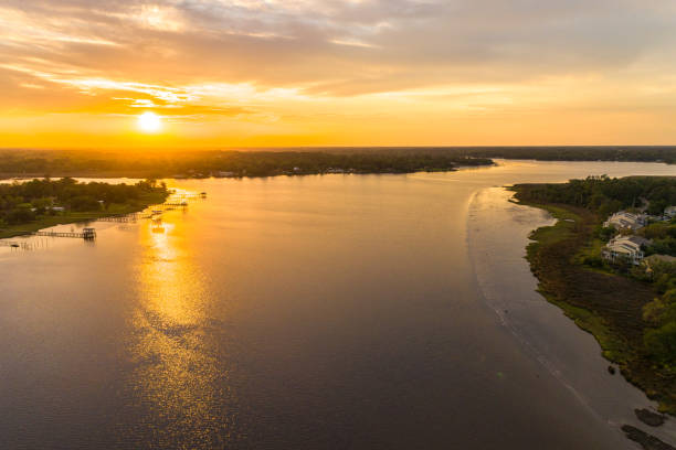 istock Aerial View over Florida River at Sunset 1316670738