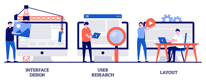 Interface Design User Research Layout Concept With Tiny People User ...