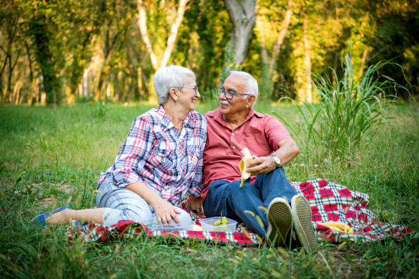 istock Senior Couple Having Picnic In Nature 1316676388