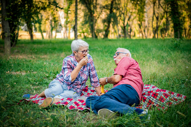 istock Senior Couple Having Picnic In Nature 1316676407