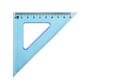 Triangle ruler isolated on the white background (Clipping Path) with copy space