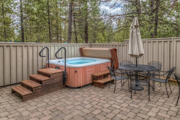 Hot tub on a patio