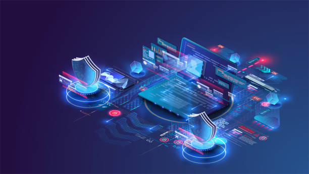 ilustrações de stock, clip art, desenhos animados e ícones de isometric personal data protection web banner concept. cyber security and privacy. network digital technology concept. security isolated illustration. the future of data security. vector illustration - good defense