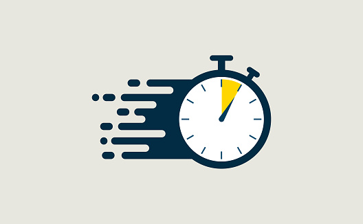 Timely delivery flat icon stopwatch. Vector graphic design.