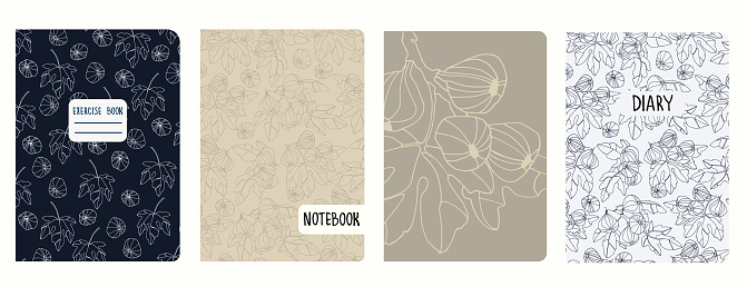 Cover Page Vector Templates With Fig Tree Branches And Fruit Headers ...