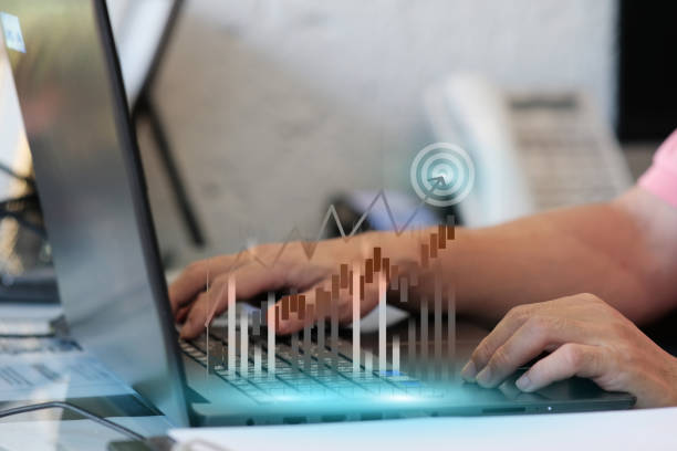 istock Person working on laptop computer, business analytics intelligence concept, financial charts to analyze profit and finance performance of company 1316711278